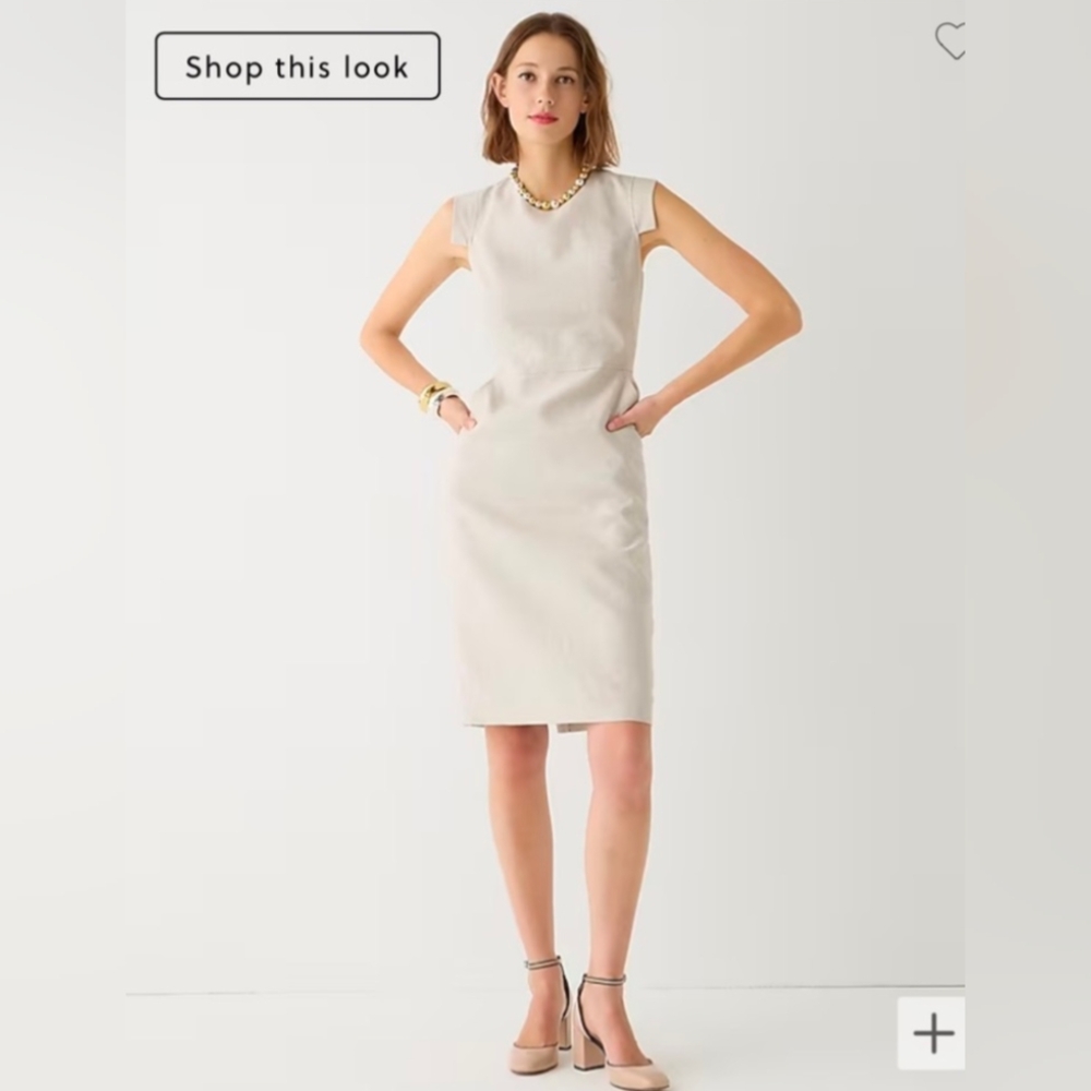 J. Crew Cream Sheath Dress Sleeveless Crew Neck Midi
